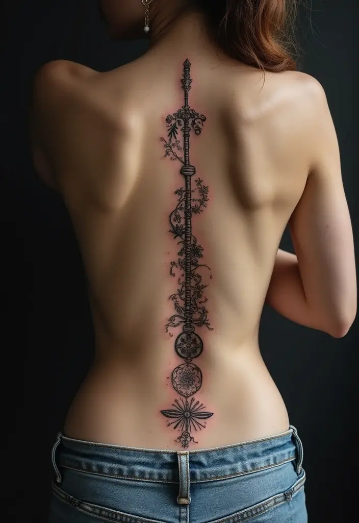 25 Feminine Spine Tattoos for Women That Radiate Beauty - 17. Personal Symbolism
