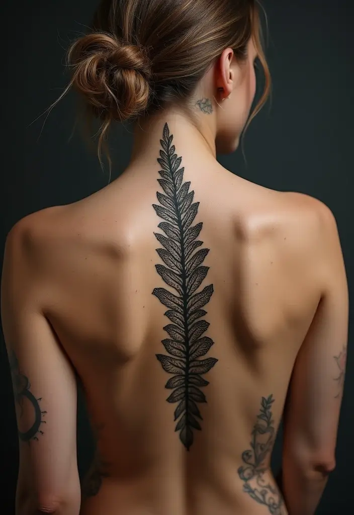 25 Feminine Spine Tattoos for Women That Radiate Beauty - 19. Romantic Lace Patterns