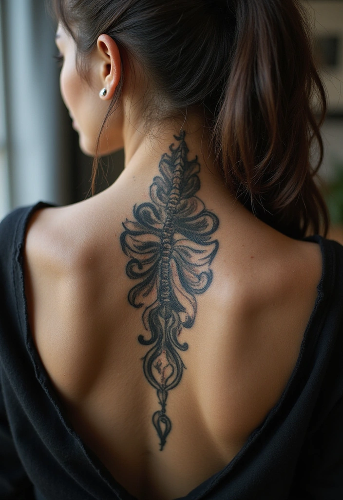25 Feminine Spine Tattoos for Women That Radiate Beauty - 25. Custom Designs