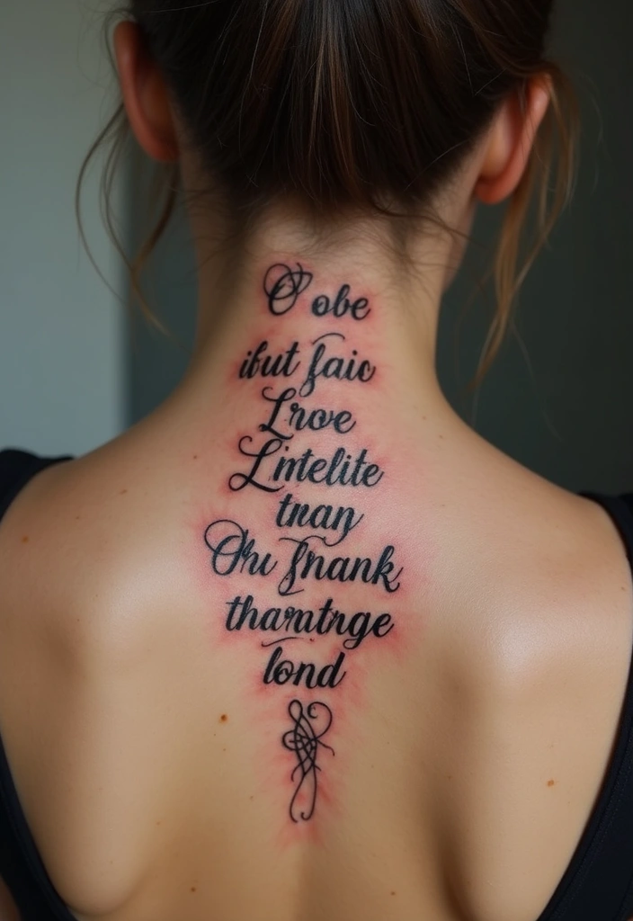 25 Feminine Spine Tattoos for Women That Radiate Beauty - 5. Meaningful Quotes
