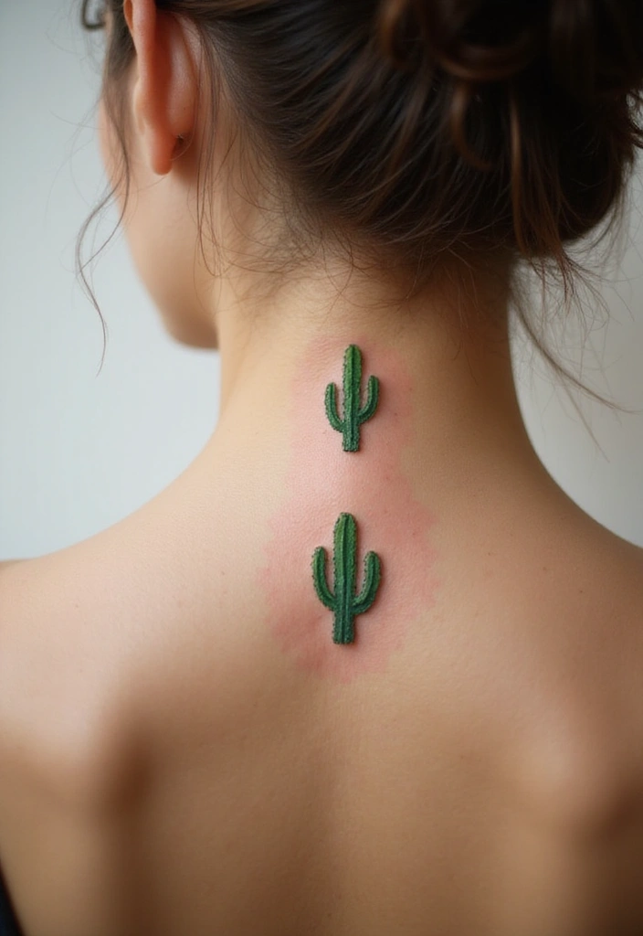25 Fine Line Spine Tattoo Ideas That Are Minimal Yet Stunning - 17. Fine Line Cacti