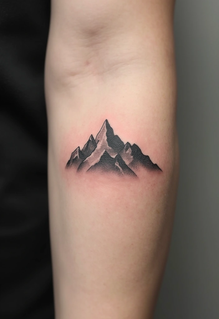 25 Quarter Sleeve Tattoos for Men Who Prefer Subtle Art - 1. Minimalist Mountain Range