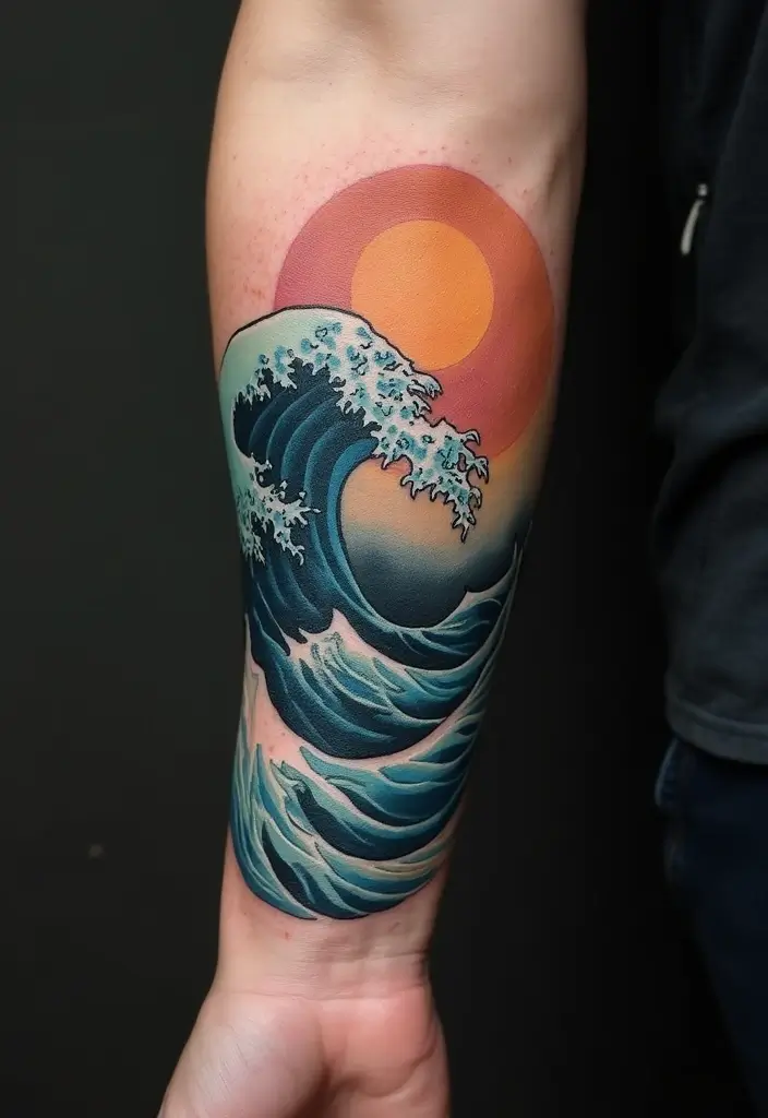 25 Quarter Sleeve Tattoos for Men Who Prefer Subtle Art - 16. Ocean Waves