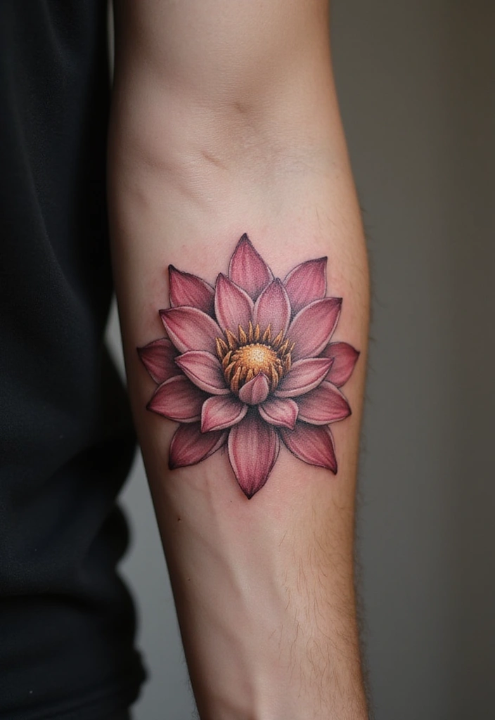 25 Quarter Sleeve Tattoos for Men Who Prefer Subtle Art - 3. Lotus Blossom