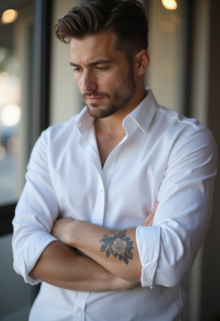 25 Small Arm Tattoos for Men That Make a Subtle Impact - 18. Simple Floral Design