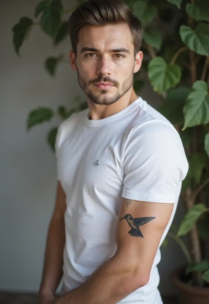 25 Small Arm Tattoos for Men That Make a Subtle Impact - 21. Subtle Hummingbird