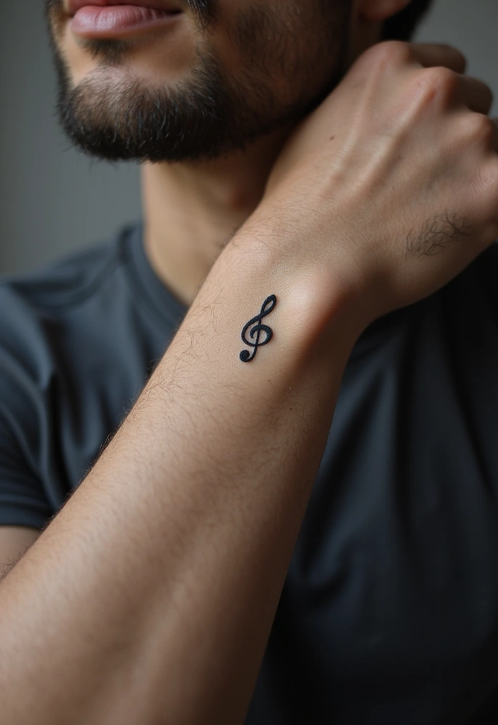25 Small Arm Tattoos for Men That Make a Subtle Impact - 23. Subtle Music Note