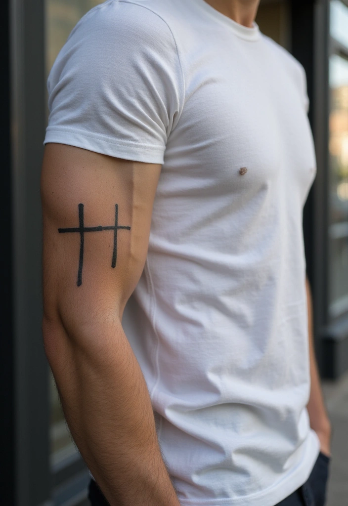 25 Small Arm Tattoos for Men That Make a Subtle Impact - 9. Simple Cross