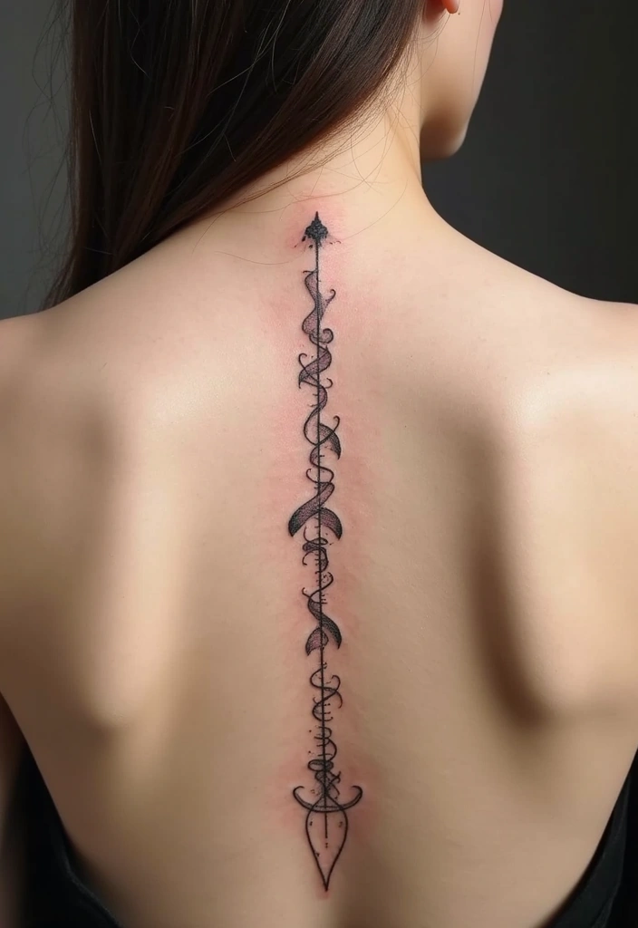 25 Spine Tattoos for Black Women That Radiate Power - 11. Minimalist Line Art