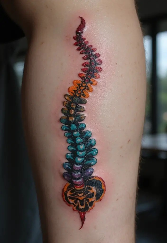 25 Spine Tattoos for Black Women That Radiate Power - 12. Abstract and Artistic Designs