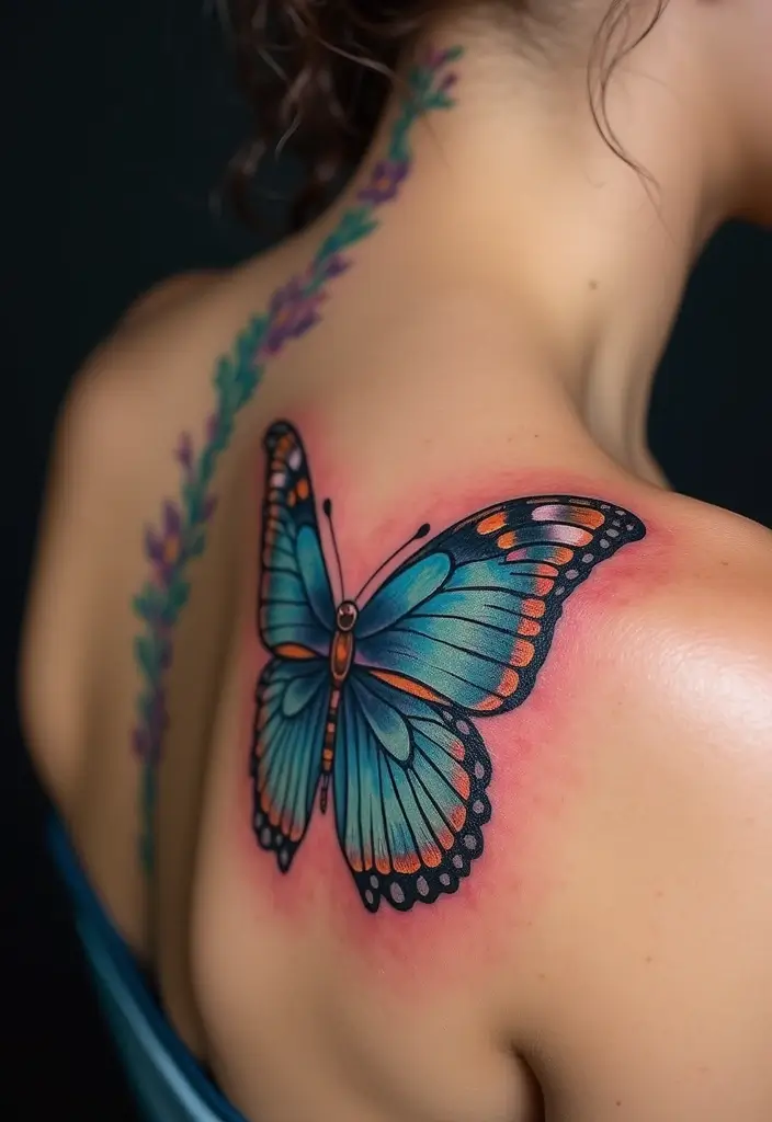 25 Spine Tattoos for Black Women That Radiate Power - 14. Butterfly and Transformation