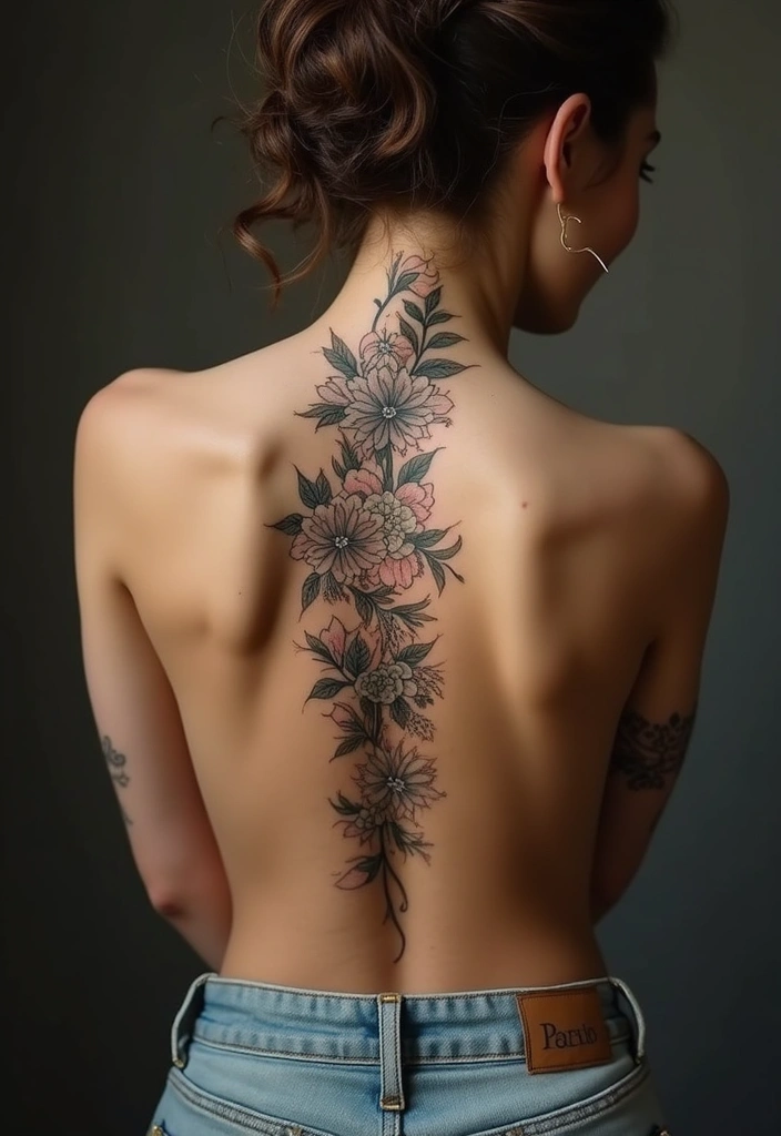 25 Spine Tattoos for Black Women That Radiate Power - 17. Celebrating Womanhood