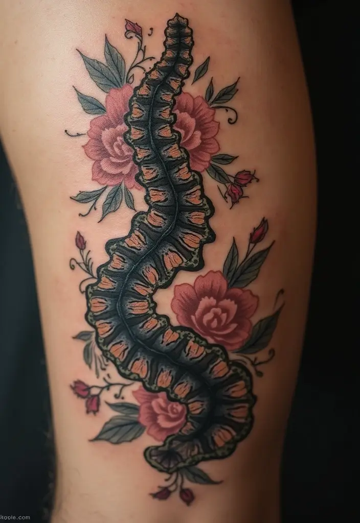 25 Spine Tattoos for Black Women That Radiate Power - 20. Vintage and Retro Aesthetics