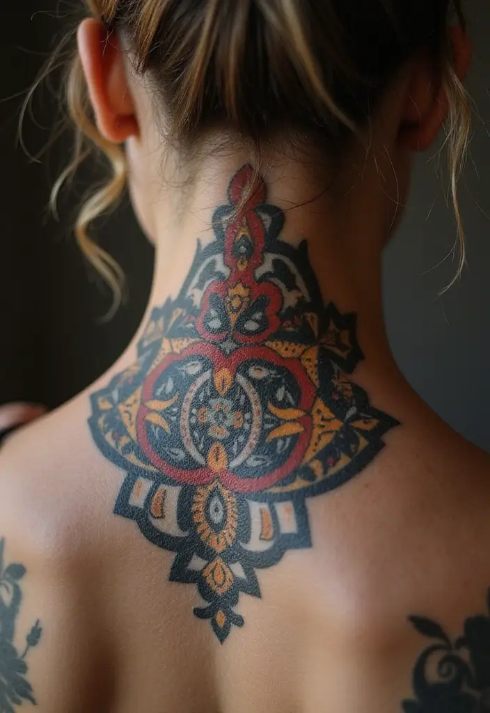 25 Spine Tattoos for Black Women That Radiate Power - 9. Cultural Motifs: African Prints