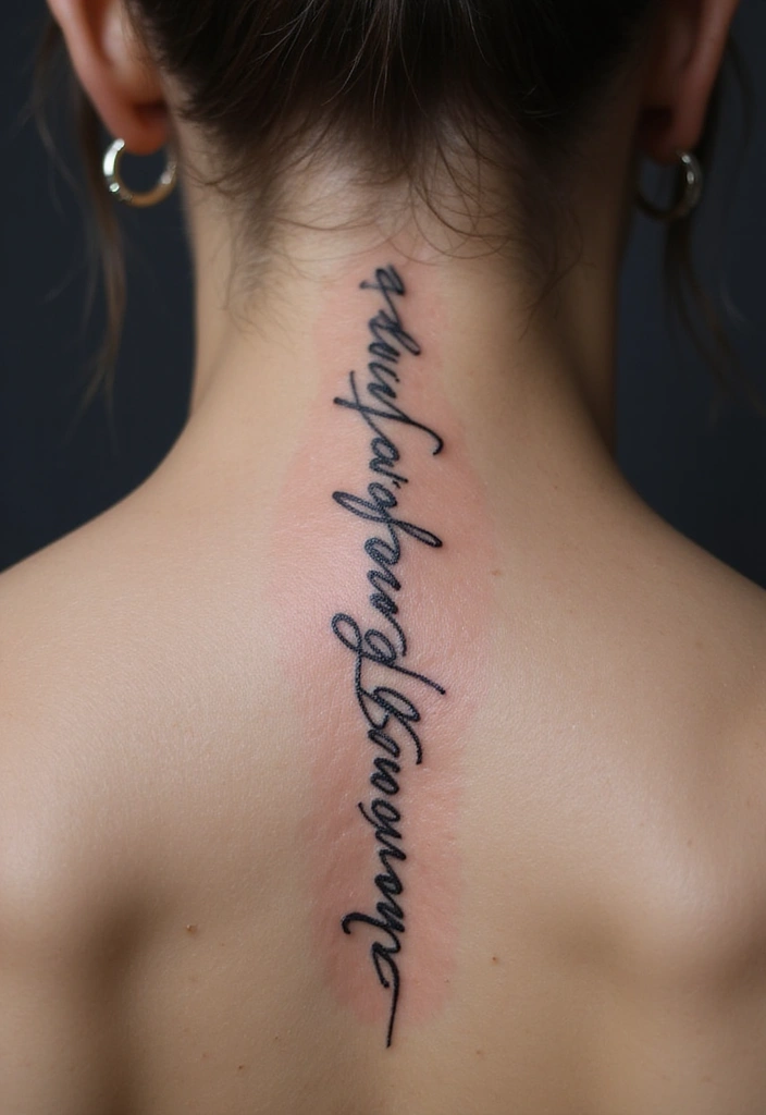 25 Spine Tattoos for Women Unique and Eye-Catching - 25. Personal Signatures