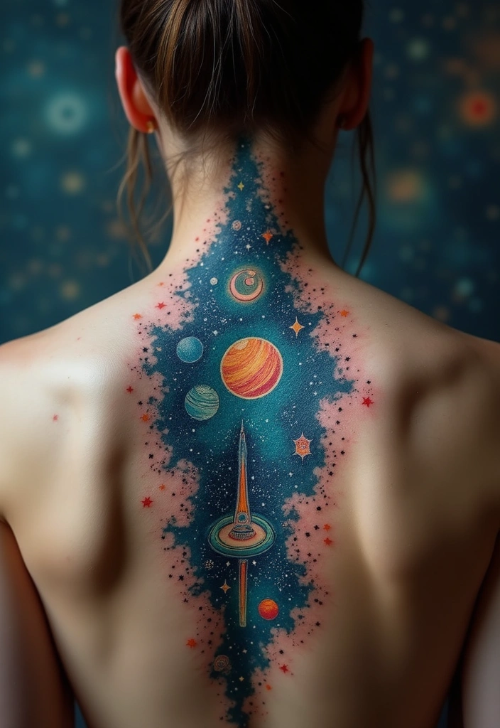 25 Spine Tattoos for Women Unique and Eye-Catching - 7. Stars and Celestial Bodies