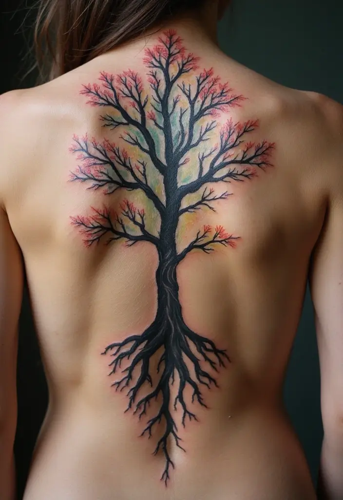 25 Spine Tattoos for Women Unique and Eye-Catching - 8. Tree of Life