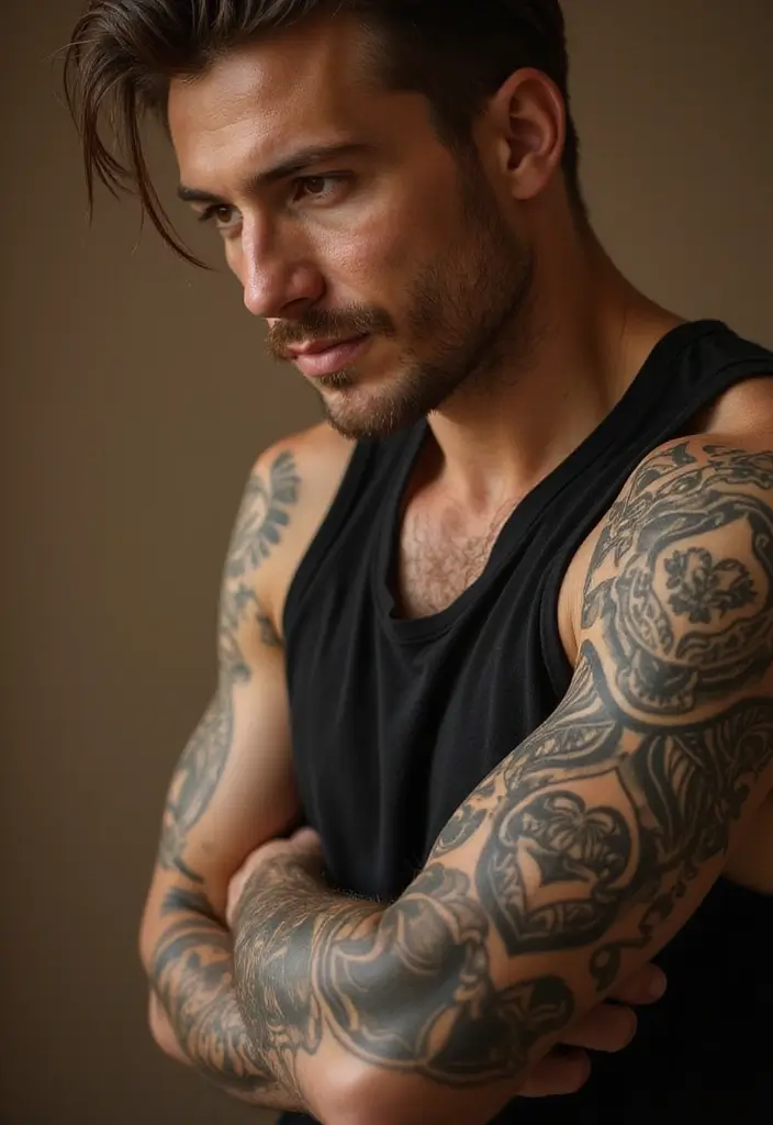 25 Tribal Sleeve Tattoos for Men That Represent Heritage - 13. Traditional Hand-Poked Tattoos