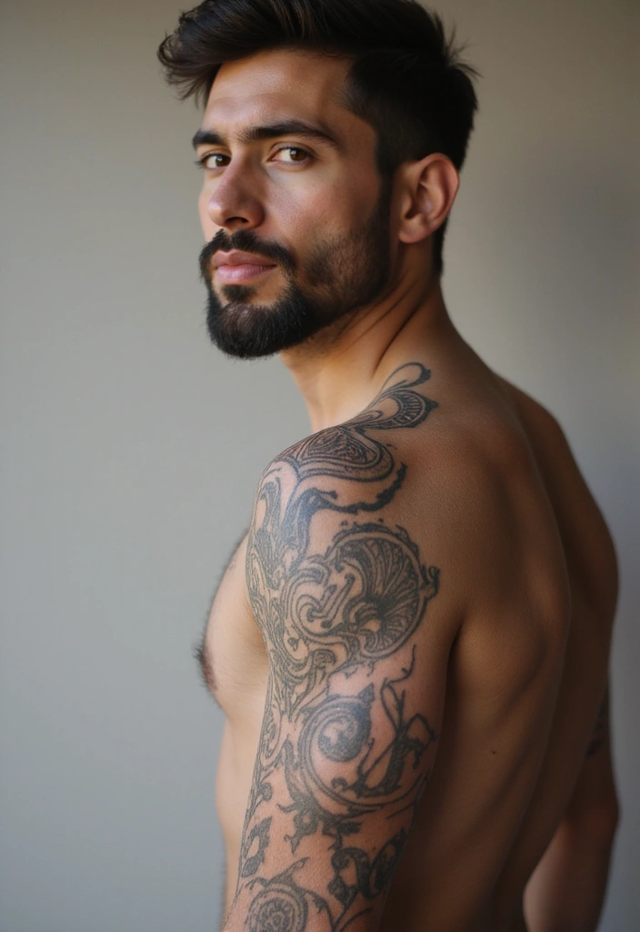 25 Tribal Sleeve Tattoos for Men That Represent Heritage - 21. Line Art Tribal Tattoos