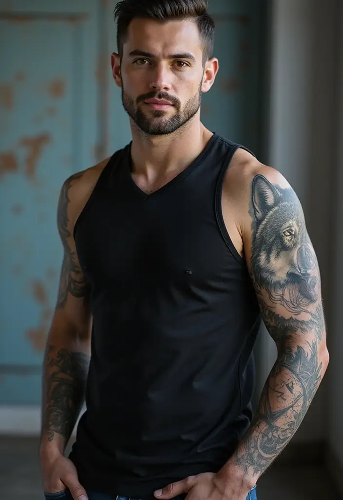 25 Wolf Sleeve Tattoos for Men That Symbolize Loyalty and Power - 24. Wolf and Compass Design