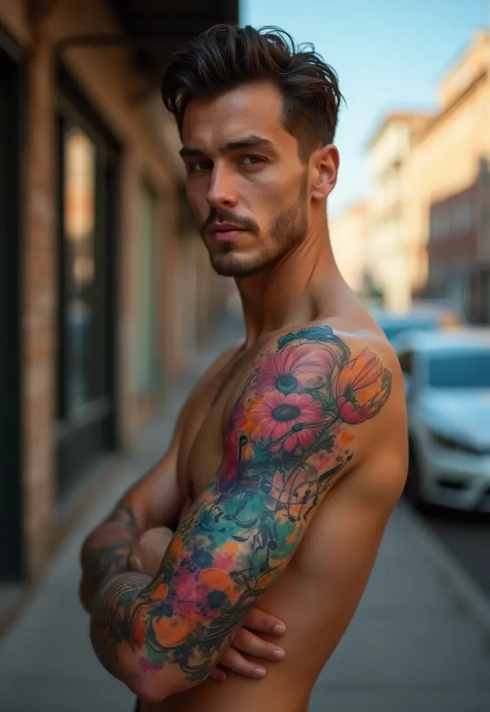 26 Artistic Sleeve Tattoos for Men That Feel Like Masterpieces - 11. Musical Themes