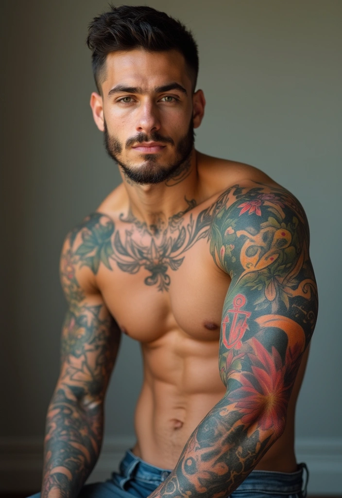 26 Artistic Sleeve Tattoos for Men That Feel Like Masterpieces - 6. Symbolic Waves of Color