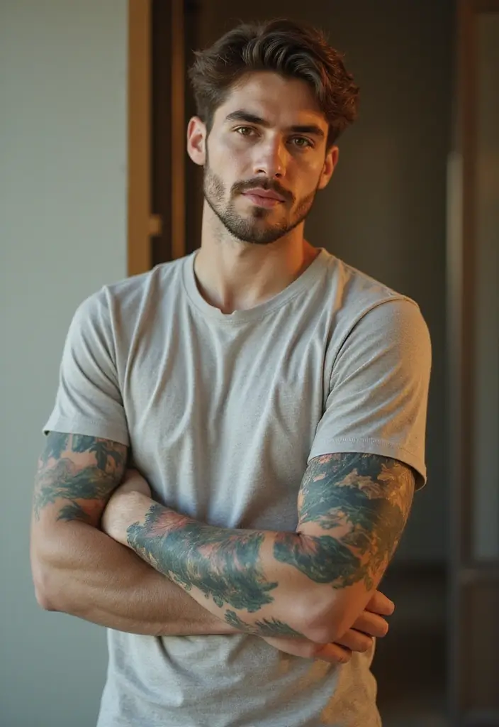 26 Artistic Sleeve Tattoos for Men That Feel Like Masterpieces - 8. Nature-Inspired Landscapes