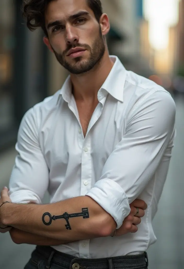 26 Cool Arm Tattoos for Men That Define Personality - 12. Keys and Locks