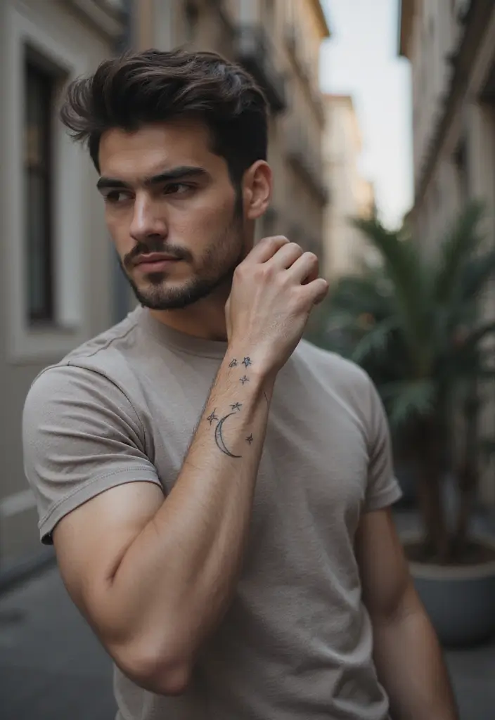 26 Cool Arm Tattoos for Men That Define Personality - 15. Celestial Tattoos