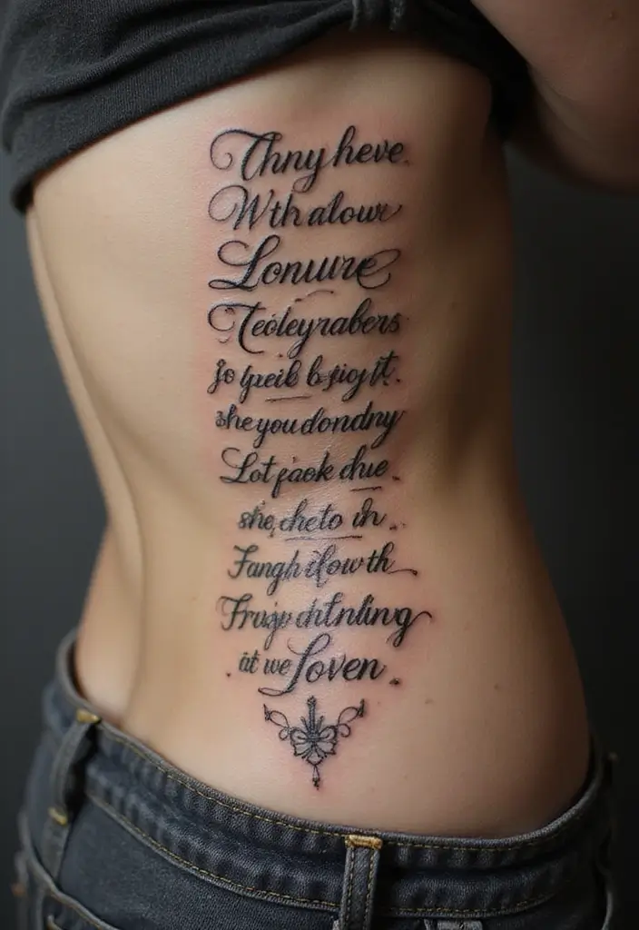 26 Meaningful Spine Tattoos for Women That Tell a Story - 15. Scripted Stories