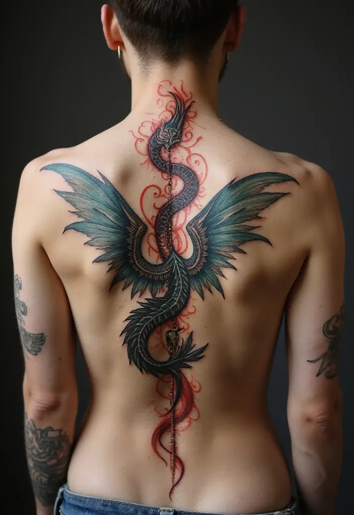 26 Meaningful Spine Tattoos for Women That Tell a Story - 19. Mythical Creatures