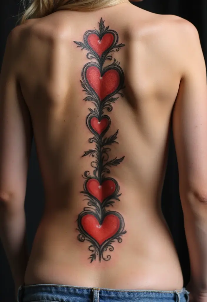 26 Meaningful Spine Tattoos for Women That Tell a Story - 23. Heartfelt Reminders