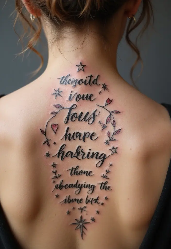26 Meaningful Spine Tattoos for Women That Tell a Story - 3. Inspirational Quotes