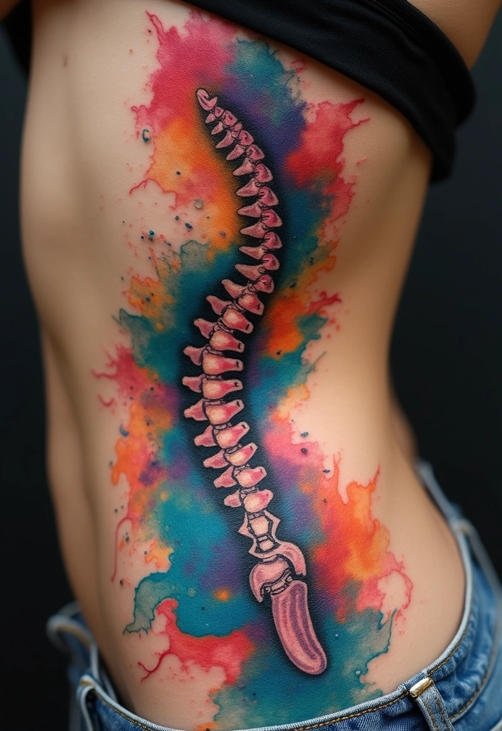26 Meaningful Spine Tattoos for Women That Tell a Story - 5. Abstract Art
