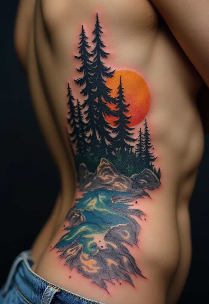 26 Meaningful Spine Tattoos for Women That Tell a Story - 7. Nature Scenes