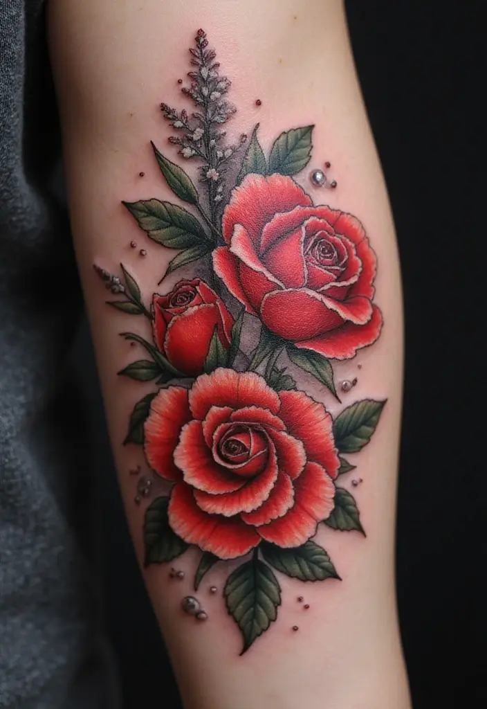 26 Red Spine Tattoos for Women That Stand Out Boldly - 1. Elegant Floral Cascade