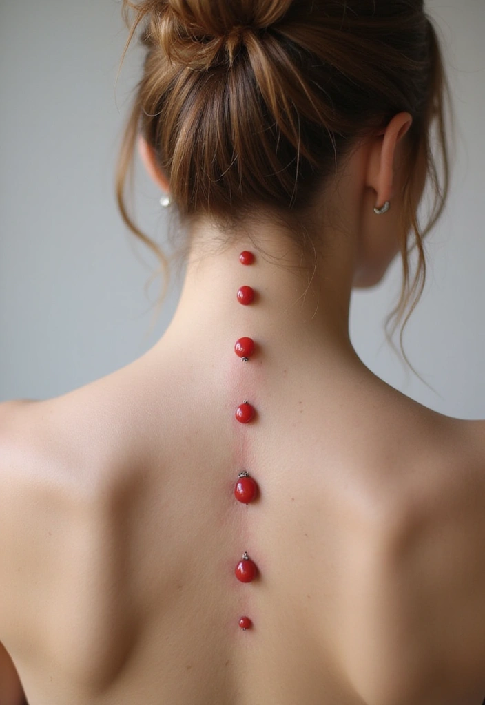 26 Red Spine Tattoos for Women That Stand Out Boldly - 8. Minimalistic Dots
