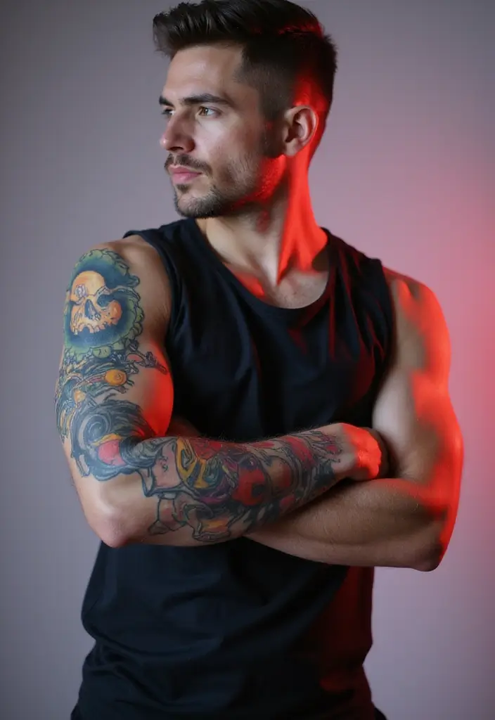 26 Skull Sleeve Tattoos for Men That Look Fearless - 15. Abstract Skull Art