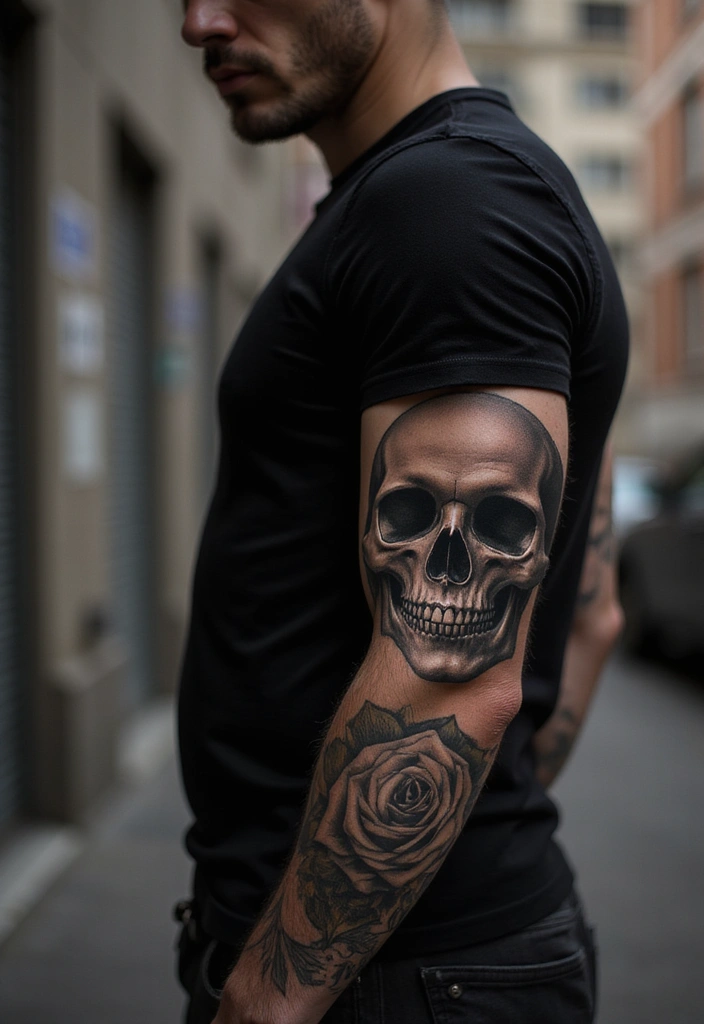 26 Skull Sleeve Tattoos for Men That Look Fearless - 23. Personalized Skull Art