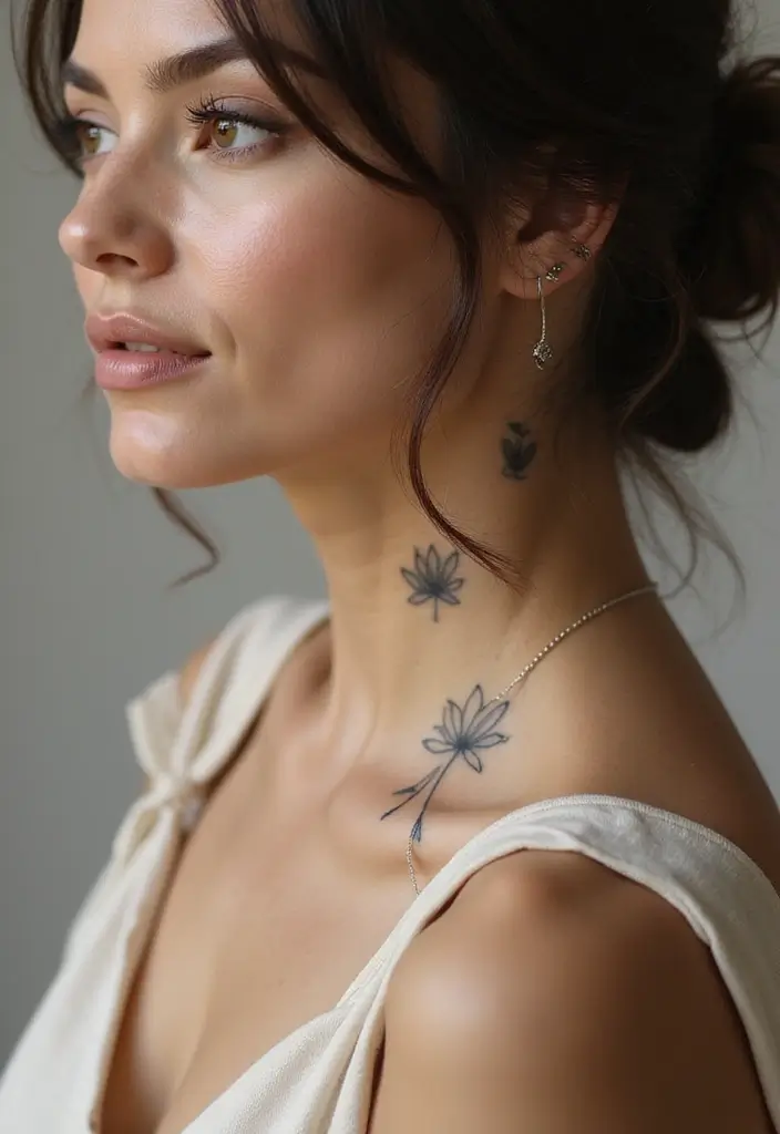 26 Small Neck Tattoos for Women Perfect for a Minimal Look - 2. Minimalist Lotus