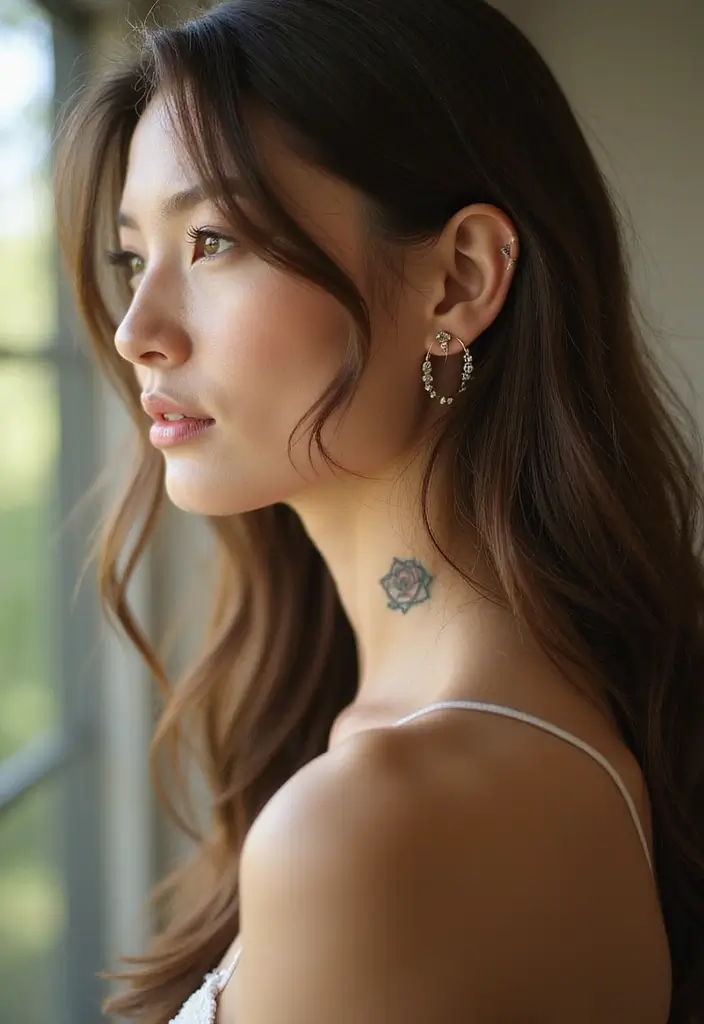 27 Behind Ear Tattoos for Women That Are Soft and Delicate - 1. Minimalist Rose