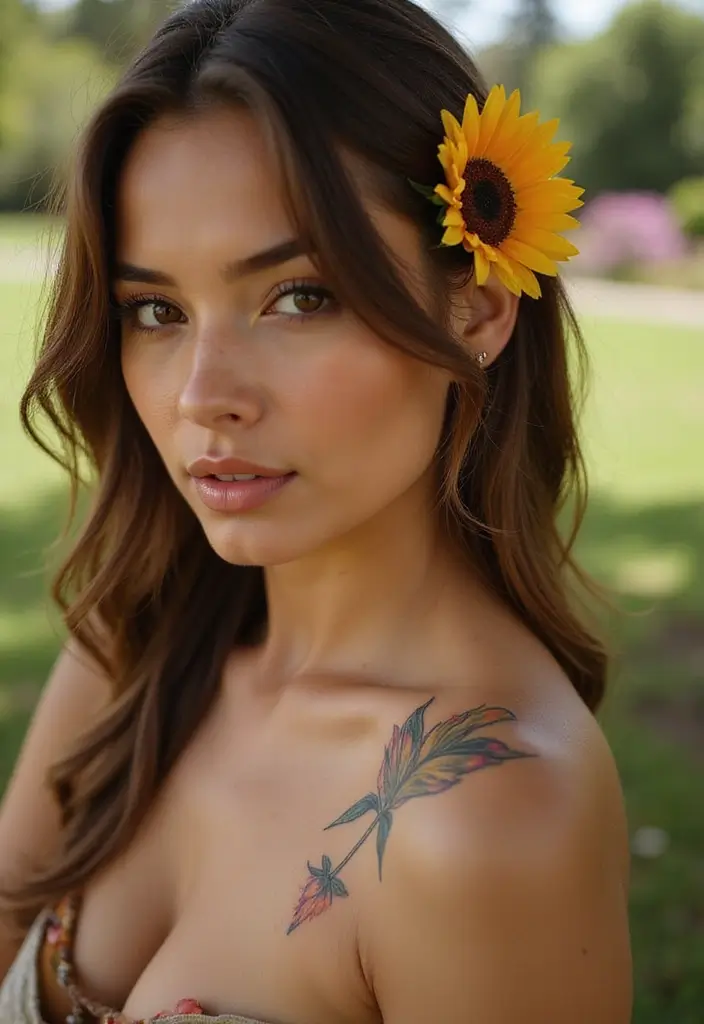27 Behind Ear Tattoos for Women That Are Soft and Delicate - 13. Lovely Sunflower