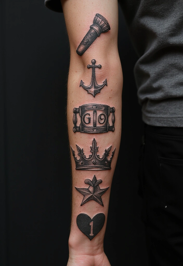 27 Black Sleeve Tattoos for Men That Look Timeless - 25. Personal Achievement Symbols