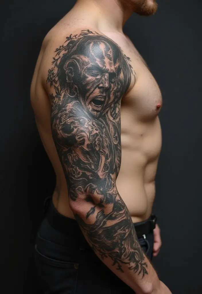 27 Black Sleeve Tattoos for Men That Look Timeless - 27. The Future of Black Sleeve Tattoos