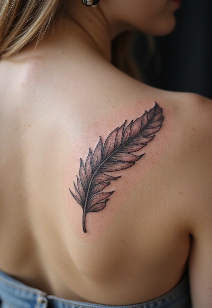 27 Elegant Spine Tattoos for Women Full of Grace - 10. Elegant Feather Designs