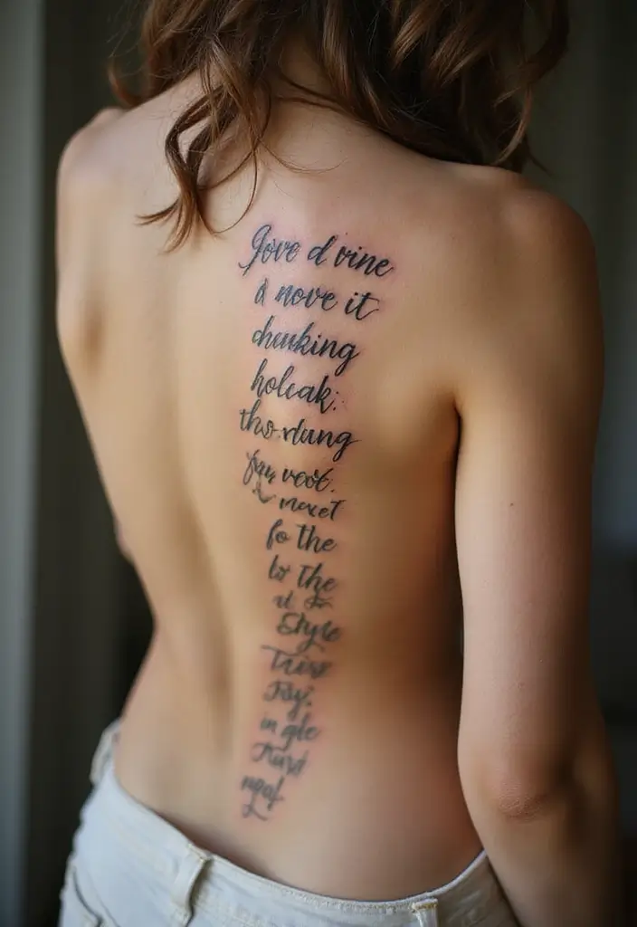 27 Elegant Spine Tattoos for Women Full of Grace - 5. Inspirational Quotes