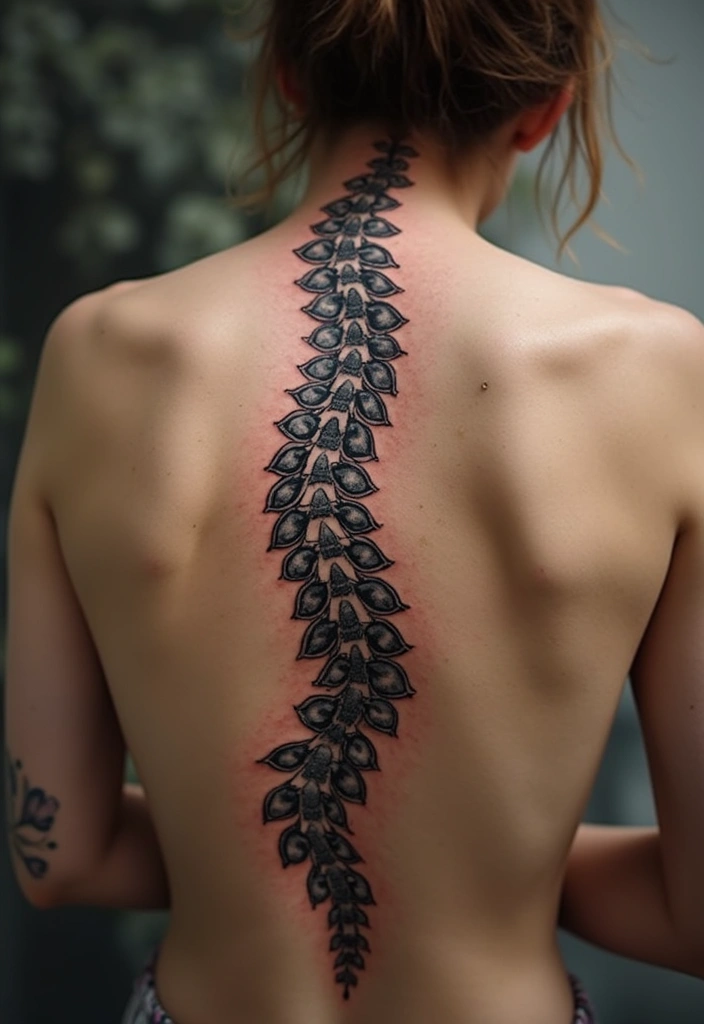 27 Elegant Spine Tattoos for Women Full of Grace - 7. Geometric Shapes