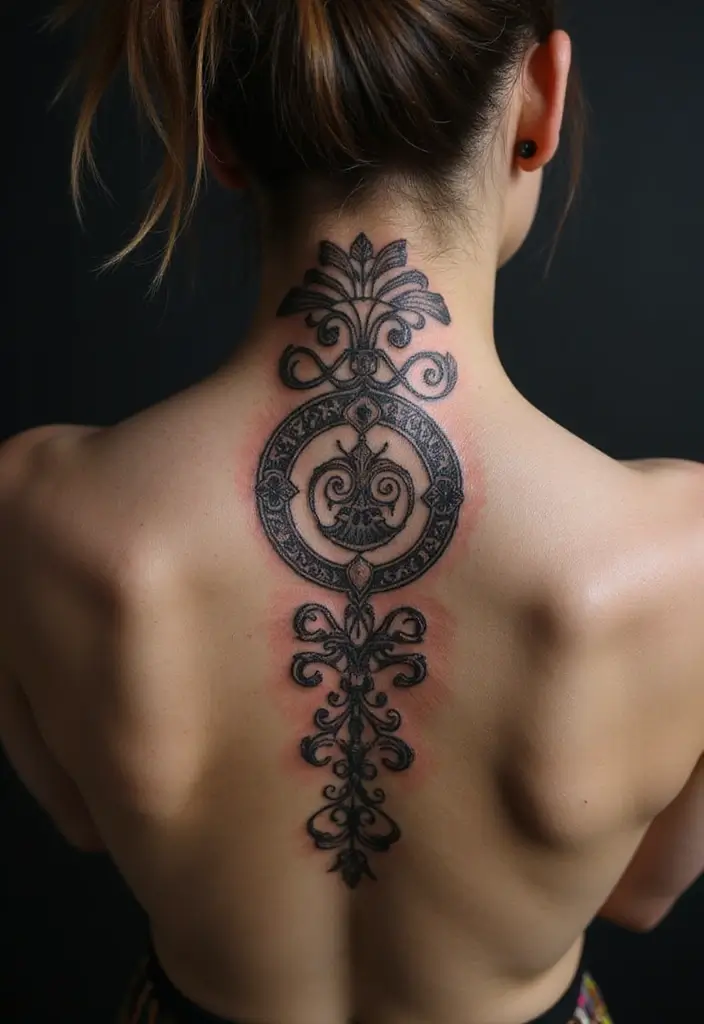 27 Elegant Spine Tattoos for Women Full of Grace - 9. Cultural Symbols