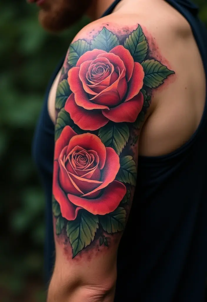 27 Floral Sleeve Tattoos for Men That Blend Strength and Beauty - 1. The Bold Rose