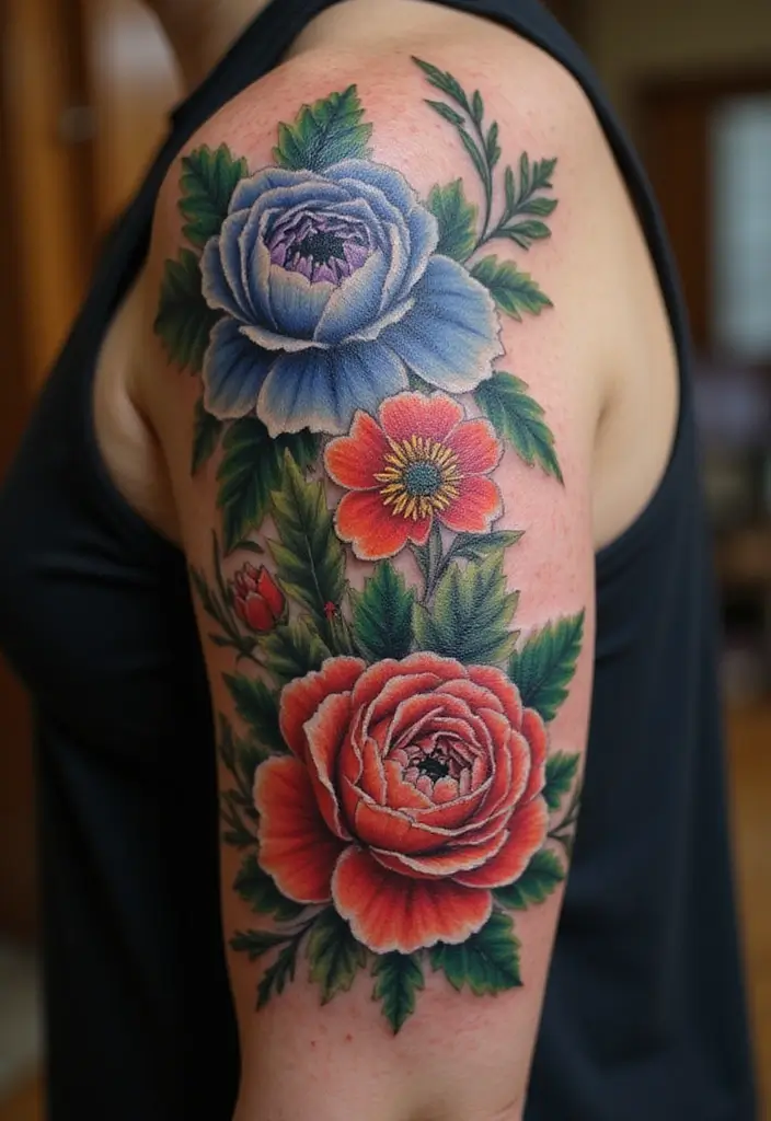 27 Floral Sleeve Tattoos for Men That Blend Strength and Beauty - 16. Nature's Elements